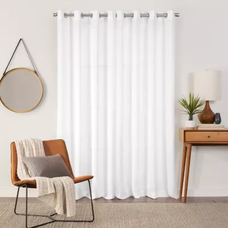 Fieldcrest Arden Solid Cotton Grommet Top Sheer Single Curtain Panel