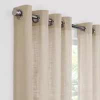Fieldcrest Arden Solid Cotton Grommet Top Sheer Single Curtain Panel