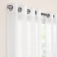 Fieldcrest Arden Solid Cotton Grommet Top Sheer Single Curtain Panel