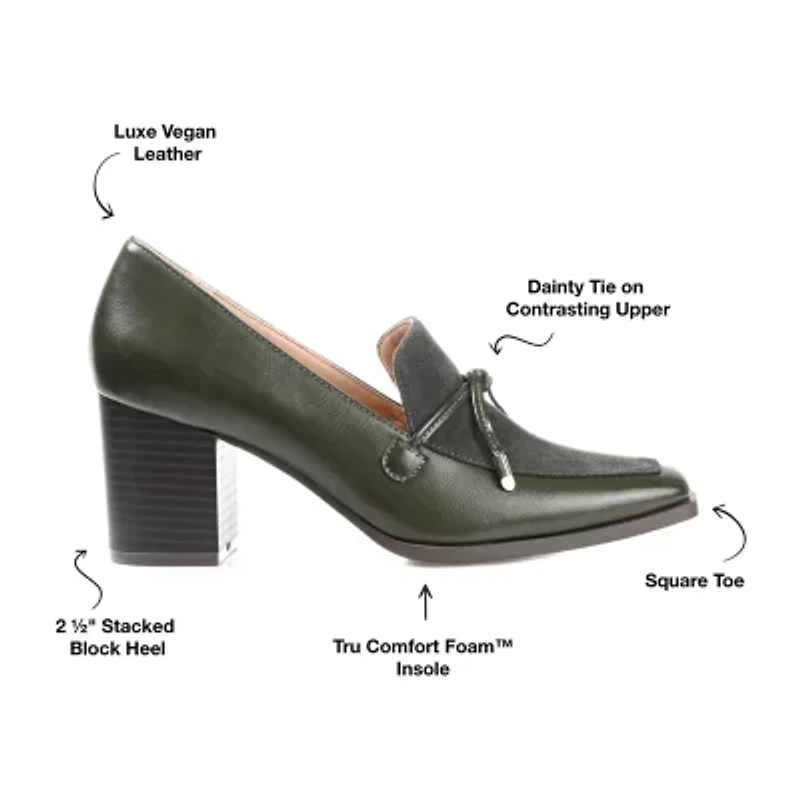 Journee Collection Crawford Womens Square Stacked Heel Pumps