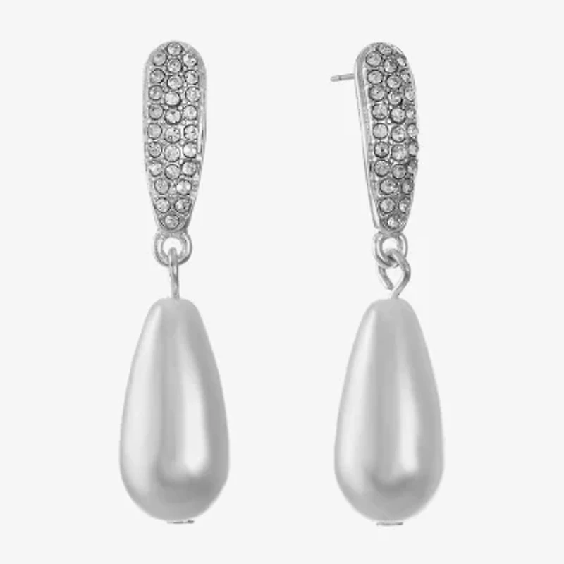 Monet Jewelry Timeless Womens Simulated Pearl Hypoallergenic Drop Earrings