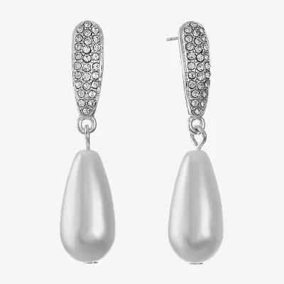 Monet Jewelry Timeless Womens Simulated Pearl Hypoallergenic Drop Earrings