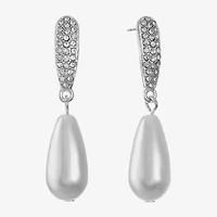 Monet Jewelry Timeless Womens Simulated Pearl Hypoallergenic Drop Earrings