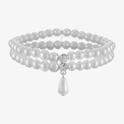 Monet Jewelry Timeless Womens Simulated Pearl Stretch Bracelet