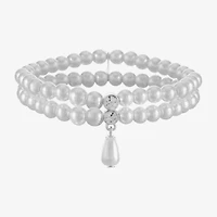 Monet Jewelry Timeless Womens Simulated Pearl Stretch Bracelet