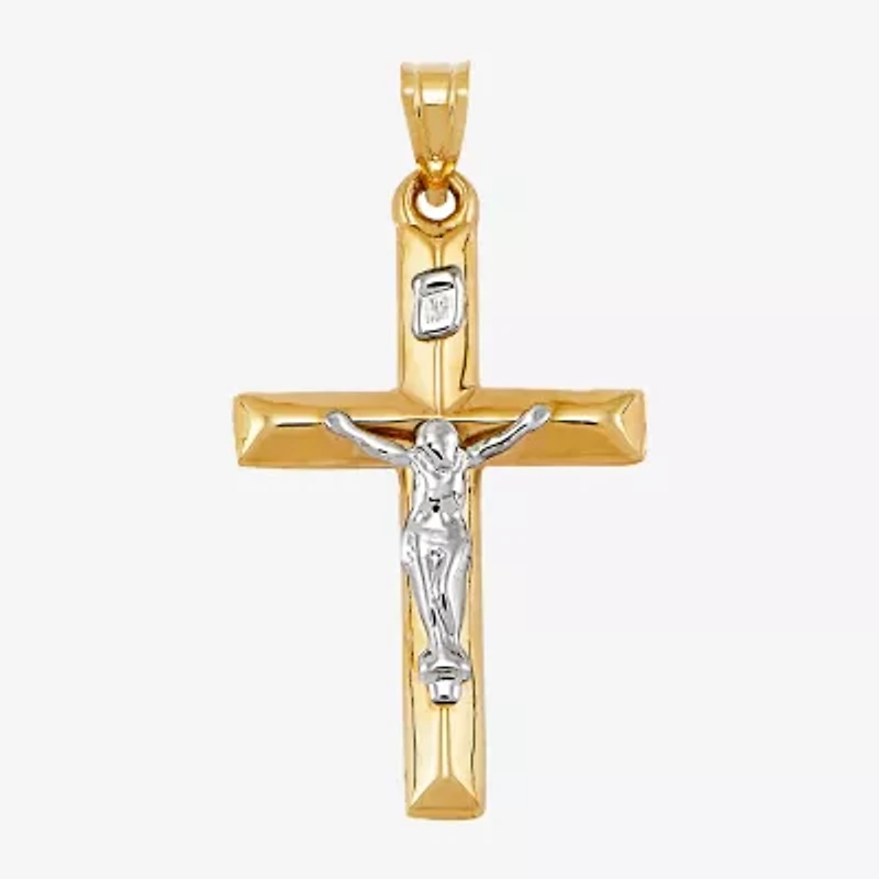 Crucifix Unisex Adult 14K Two Tone Gold Cross Pendant