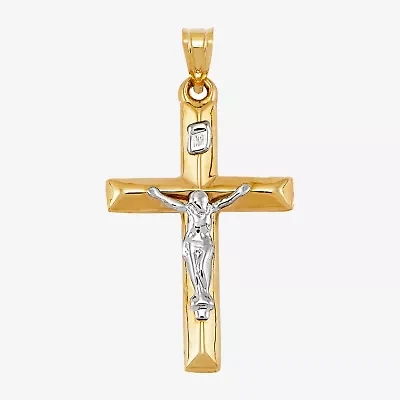 Crucifix Unisex Adult 14K Two Tone Gold Cross Pendant