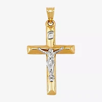 Crucifix Unisex Adult 14K Two Tone Gold Cross Pendant