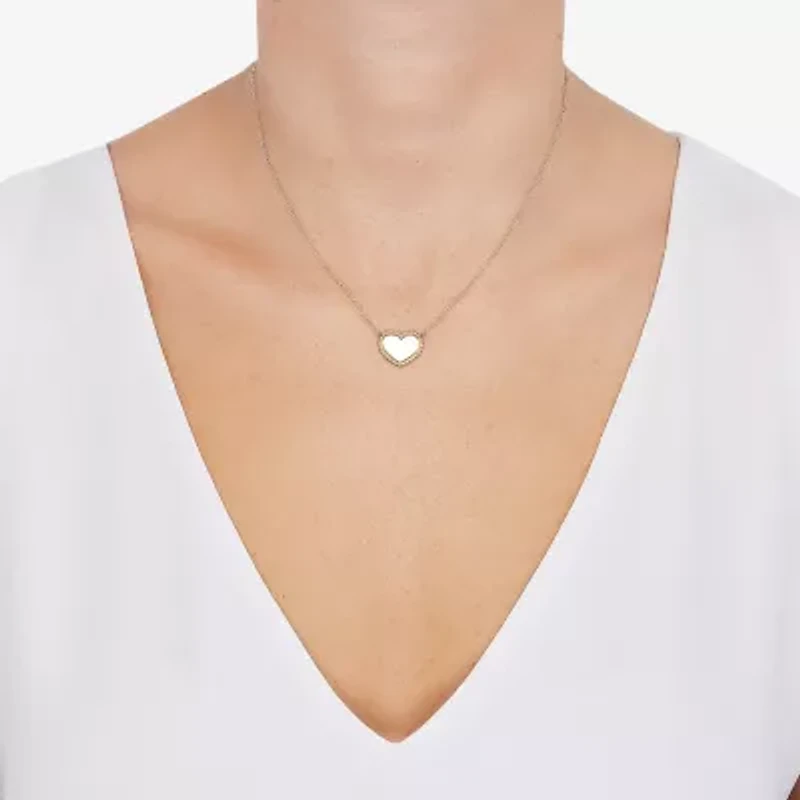 Womens 10K Gold Heart 18 Inch Pendant Necklace