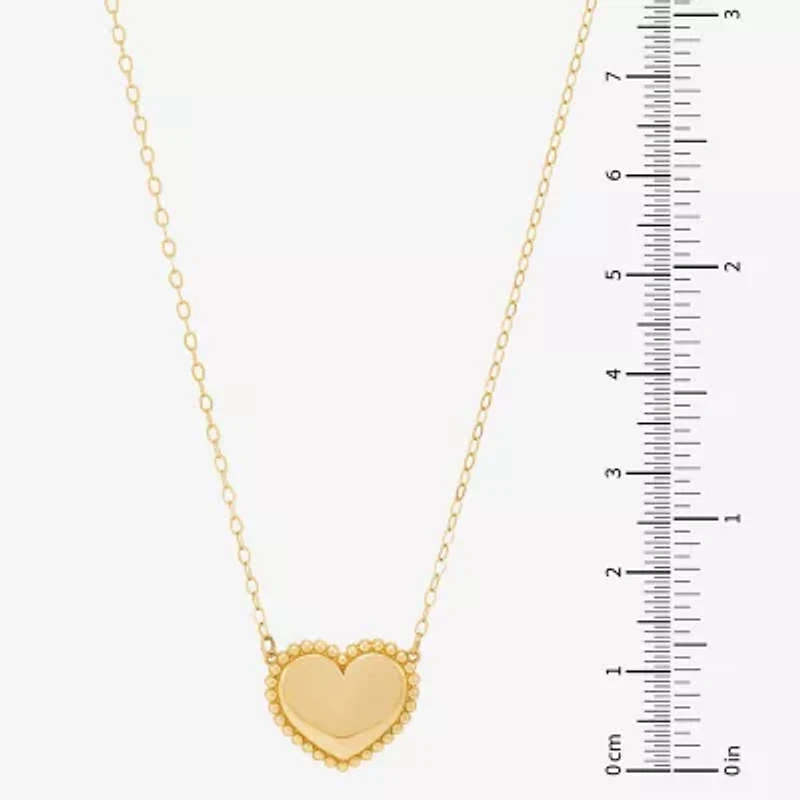Womens 10K Gold Heart 18 Inch Pendant Necklace