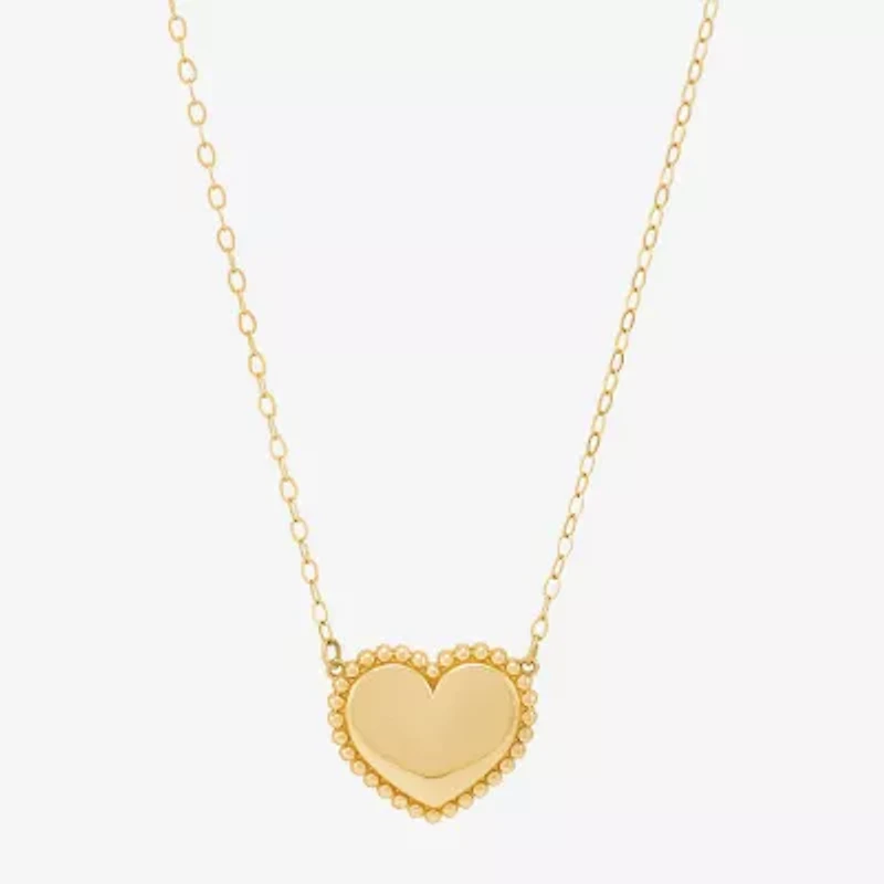 Womens 10K Gold Heart 18 Inch Pendant Necklace