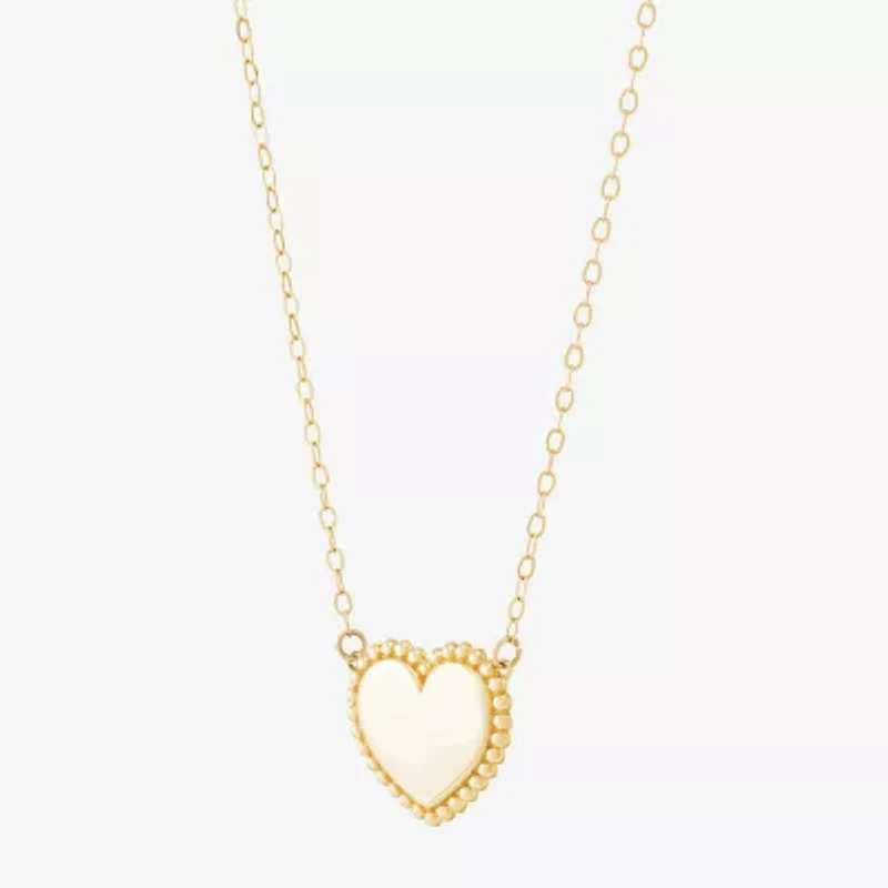 Womens 10K Gold Heart 18 Inch Pendant Necklace