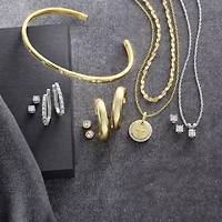 Yes,Please! Womens Diamond Accent White Diamond 14K Sterling Silver Cuff Bracelet