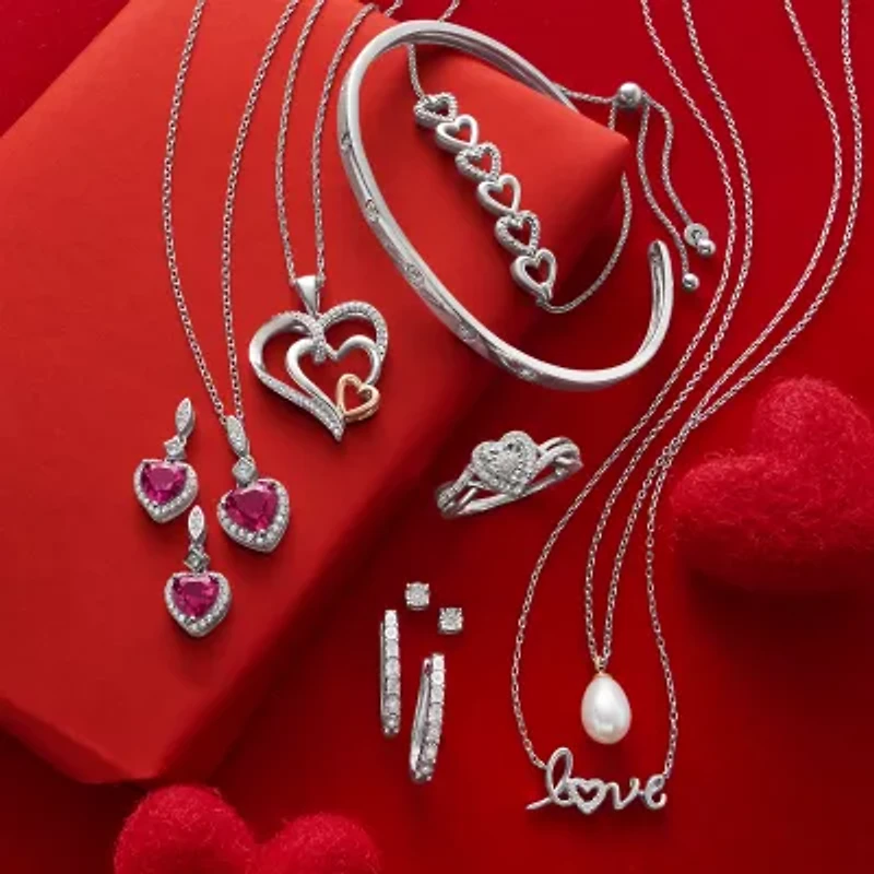 Yes, Please! Womens Lab Created Red Ruby Sterling Silver Heart 2-pc. Jewelry Set
