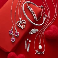 Yes, Please! Womens Lab Created Red Ruby Sterling Silver Heart 2-pc. Jewelry Set