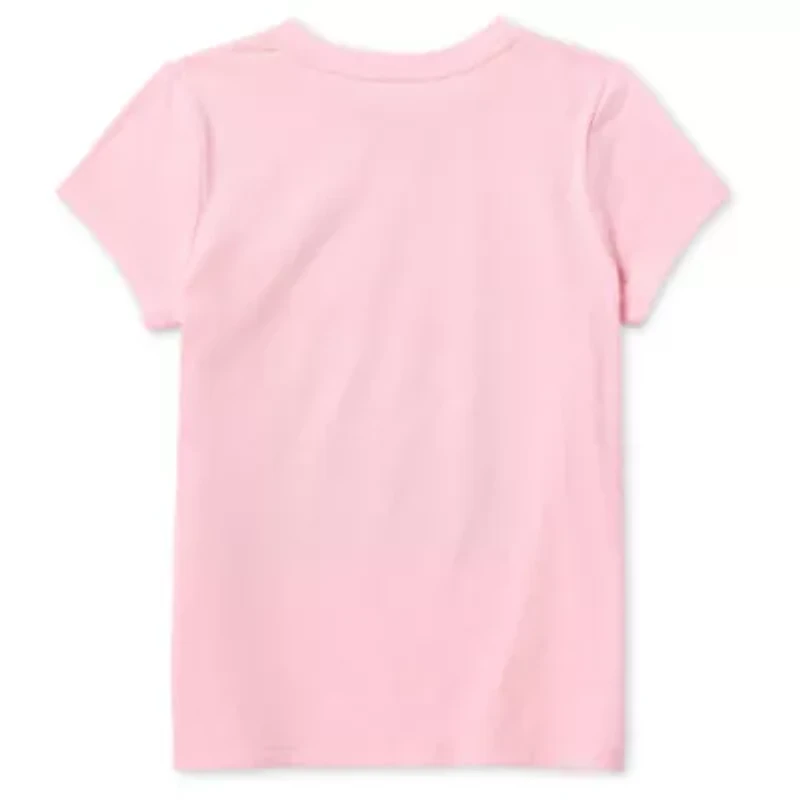 Thereabouts Little & Big Kid Girls Round Neck Short Sleeve Regular Fit Graphic T-Shirt