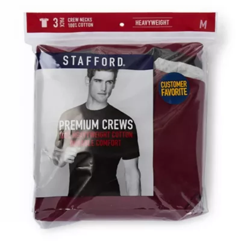 Stafford Heavyweight Mens 3 Pack Short Sleeve Crew Neck T-Shirt
