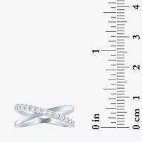 (G-H / Si2-I1) Womens 1/3 CT. T.W. Lab Grown White Diamond 10K Gold Crossover Cocktail Ring