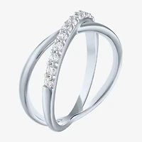 (G-H / Si2-I1) Womens 1/3 CT. T.W. Lab Grown White Diamond 10K Gold Crossover Cocktail Ring