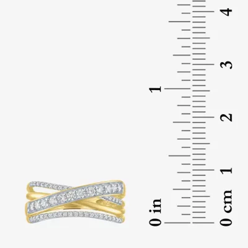 (G-H / I1-I2) Womens 8MM 1/3 CT. T.W. Lab Grown White Diamond 10K Gold Crossover Band
