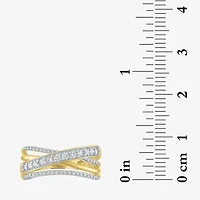 (G-H / I1-I2) Womens 8MM 1/3 CT. T.W. Lab Grown White Diamond 10K Gold Crossover Band