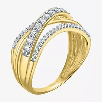 (G-H / I1-I2) Womens 8MM 1/3 CT. T.W. Lab Grown White Diamond 10K Gold Crossover Band