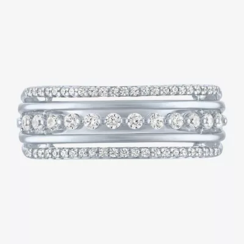 (G-H / I1-I2) Womens 1/3 CT. T.W. Lab Grown White Diamond 10K Gold Crossover Band