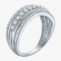 (G-H / I1-I2) Womens 1/3 CT. T.W. Lab Grown White Diamond 10K Gold Crossover Band