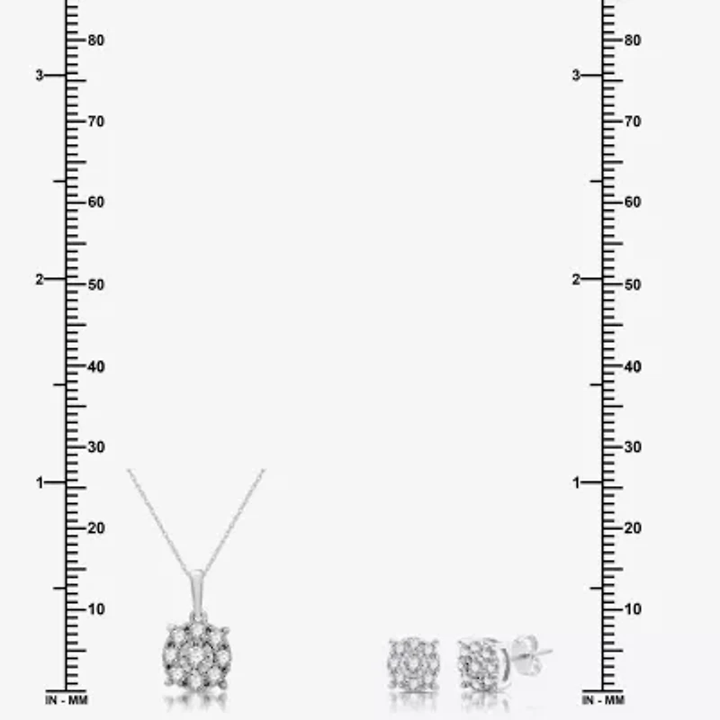 Womens 1/ CT. T.W. Lab Grown White Diamond Sterling Silver Round -pc. Jewelry Set