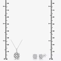 Womens 1/ CT. T.W. Lab Grown White Diamond Sterling Silver Round -pc. Jewelry Set