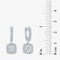 (G-H / I1-I2) Womens 1/10 CT. T.W. Lab Grown White Diamond Sterling Silver 21.8mm Cushion Hoop Earrings