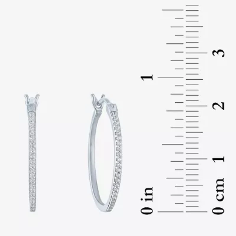 (G-H / I1-I2) Womens 1/10 CT. T.W. Lab Grown White Diamond Sterling Silver 20.8mm Hoop Earrings