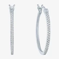 (G-H / I1-I2) Womens 1/10 CT. T.W. Lab Grown White Diamond Sterling Silver 20.8mm Hoop Earrings