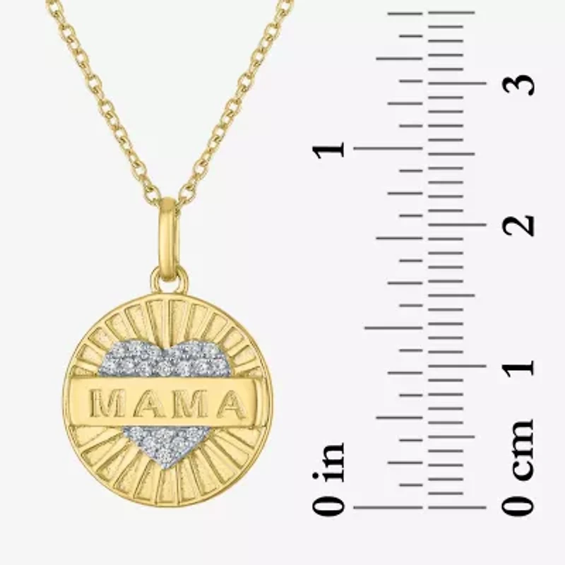 "Mama" (G-H / I1-I2) Womens 1/10 CT. T.W. Lab Grown White Diamond 14K Gold Over Silver 16 Inch Pendant Necklace