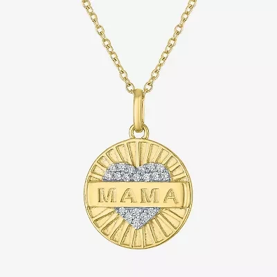 "Mama" (G-H / I1-I2) Womens 1/10 CT. T.W. Lab Grown White Diamond 14K Gold Over Silver 16 Inch Pendant Necklace