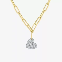 Diamond Addiction (G-H / I1-I2) Womens 1/10 CT. T.W. Lab Grown White Diamond 14K Gold Over Silver Heart 18 Inch Pendant Necklace