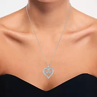 "Mom" (G-H / I1-I2) Womens 1/4 CT. T.W. Lab Grown White Diamond Sterling Silver Heart 16 Inch Pendant Necklace