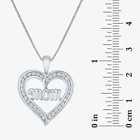 "Mom" (G-H / I1-I2) Womens 1/4 CT. T.W. Lab Grown White Diamond Sterling Silver Heart 16 Inch Pendant Necklace