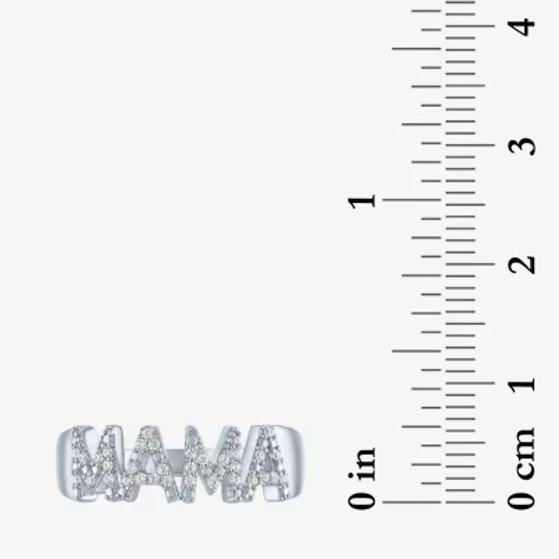 "Mama" (G-H / I1-I2) Womens 1/10 CT. T.W. Lab Grown White Diamond Sterling Silver Band
