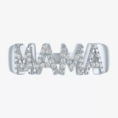 "Mama" (G-H / I1-I2) Womens 1/10 CT. T.W. Lab Grown White Diamond Sterling Silver Band
