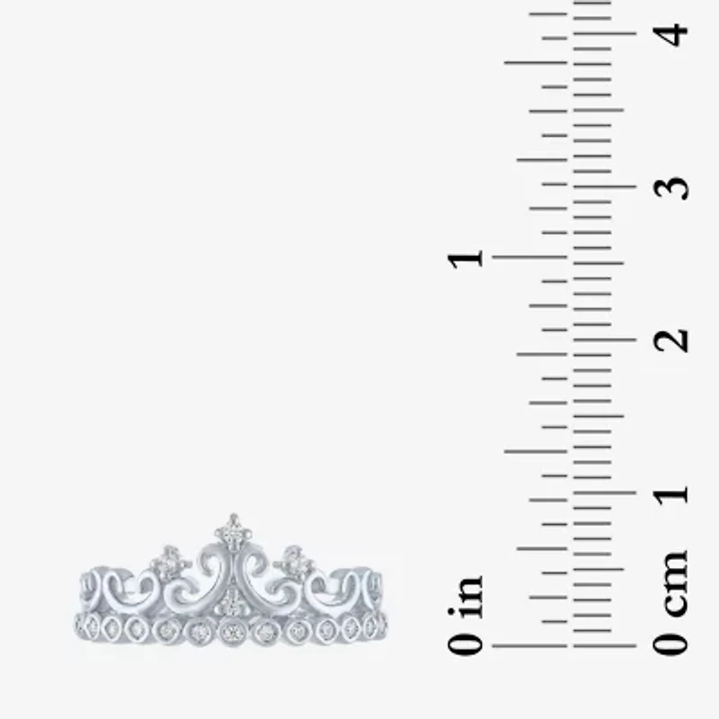 (G-H / I1-I2) Womens 1/10 CT. T.W. Lab Grown White Diamond Sterling Silver Crown Cocktail Ring