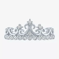 (G-H / I1-I2) Womens 1/10 CT. T.W. Lab Grown White Diamond Sterling Silver Crown Cocktail Ring