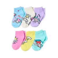 Toddler Girls Multi-Pack 6 Pair Peppa Pig Quarter Ankle Socks