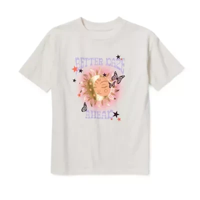 Thereabouts Oversized Little & Big Kid Girls Round Neck Short Sleeve Graphic T-Shirt