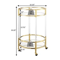 Royal Crest 2-Tier Acrylic Glass Bar Cart