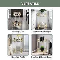 Royal Crest 2-Tier Acrylic Glass Bar Cart