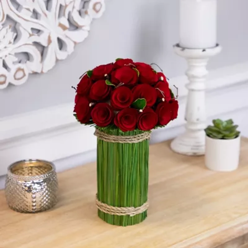 Northlight Roses And Grass Floral Arrangement