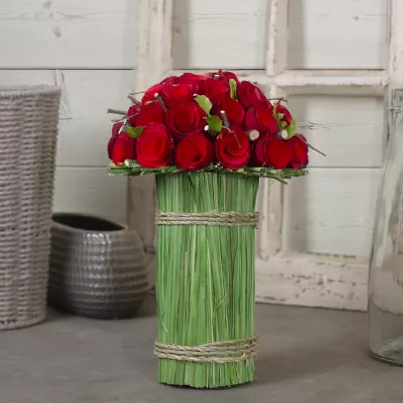 Northlight Roses And Grass Floral Arrangement