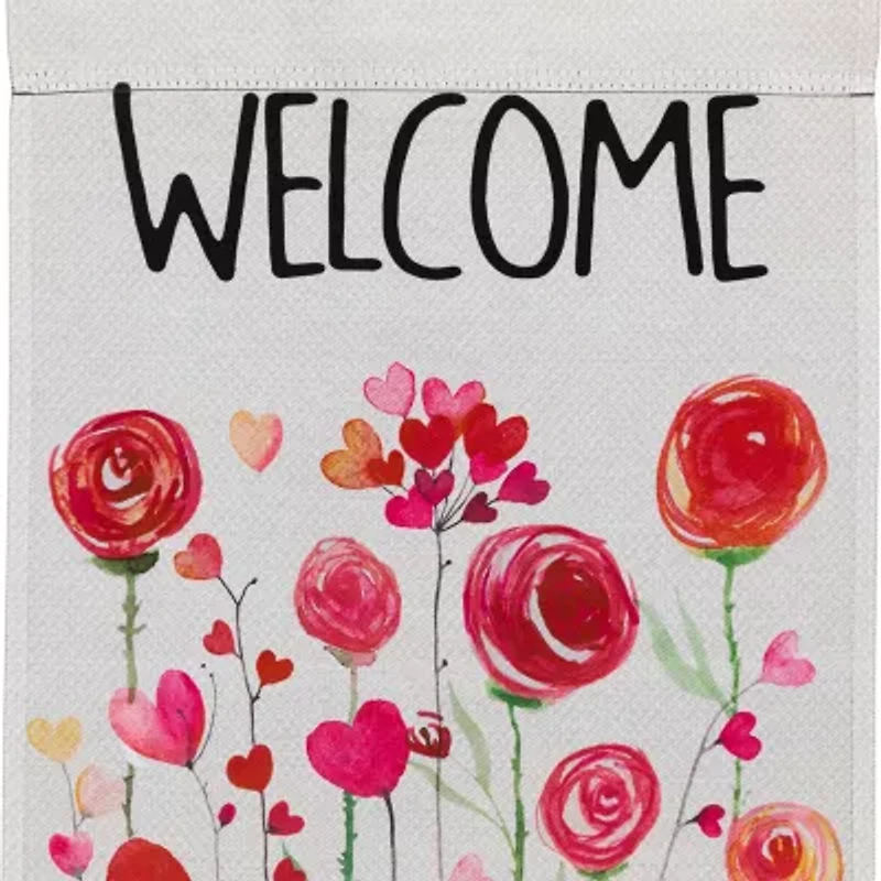 Northlight Roses And Hearts Floral Garden Flag