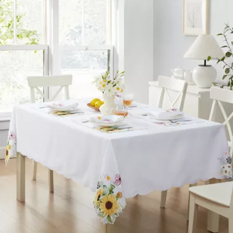 Elrene Home Fashions Sunflower And Daisies Cutwork Tablecloth